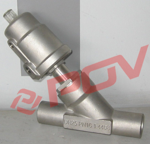 Stainless steel welding pneumatic angle seat valve
