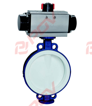 Fluorine lined pnuematic butterfly valve