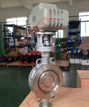 Wafer triple eccentric metal seal electric butterfly valve